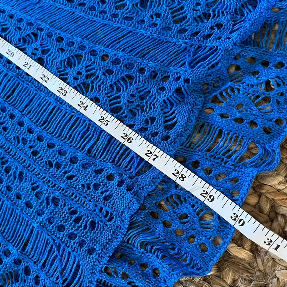 Open Knit Cover up Royal Blue Drawstring ruched sides one size - Picture 12 of 12